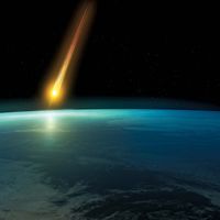 Artist's interpretation of a meteoroid impact on Earth