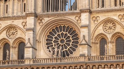 Close-up of Notre Dame in Paris, France. Question image for "Ready for my Close-up" image quiz.