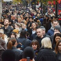 Crowd of pedestrians