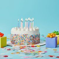 Birthday cake and presents