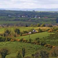 An example of the rolling rural Irish landscape is that in Sligo, Ireland.