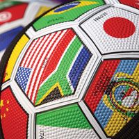 Soccer balls printed with international flags