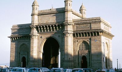 Gateway of India, located on the waterfront in South Mumbai (Bombay), India.