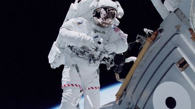 Astronaut outside the International Space Station