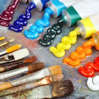 oil paints and brushes