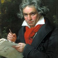 Portrait of Ludwig van Beethoven by Josef Karl Stieler.