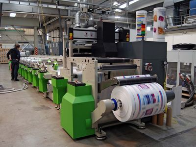 A modern printing press that uses UV technology