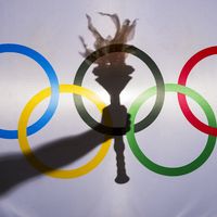 Olympics: flag and torch