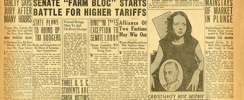 Front page of the Santa Ana Register, October 28, 1929