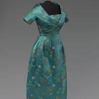 Dress made from a silk, satin-weave fabric