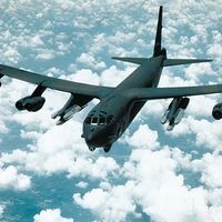 The B-52 bomber of the United States Air Force is armed with Short Range Attack Missiles (SRAMs). These missiles permit bombers to attack targets without flying over them.